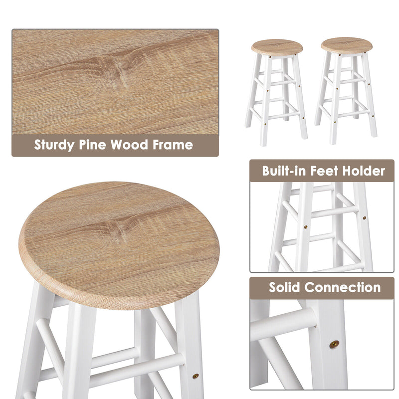 HOMCOM 3PCS Kitchen Trolley Island Set with Wheels 2 Barstool Chairs Drop Leaf