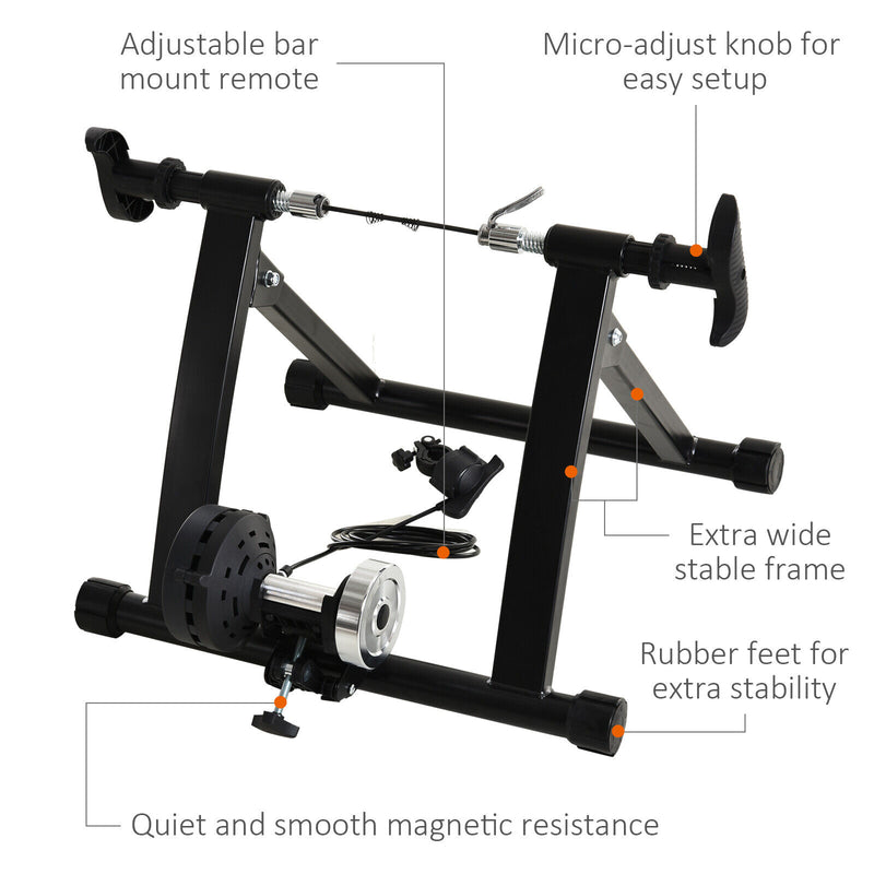 Indoor Magnetic Bike Bicycle Trainer Stand 5 Level Resistance Black