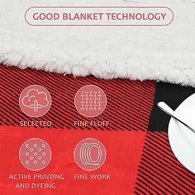 Christmas Red Black Checkered Sherpa Blanket Throw - Ultra Warm & Super Soft CA