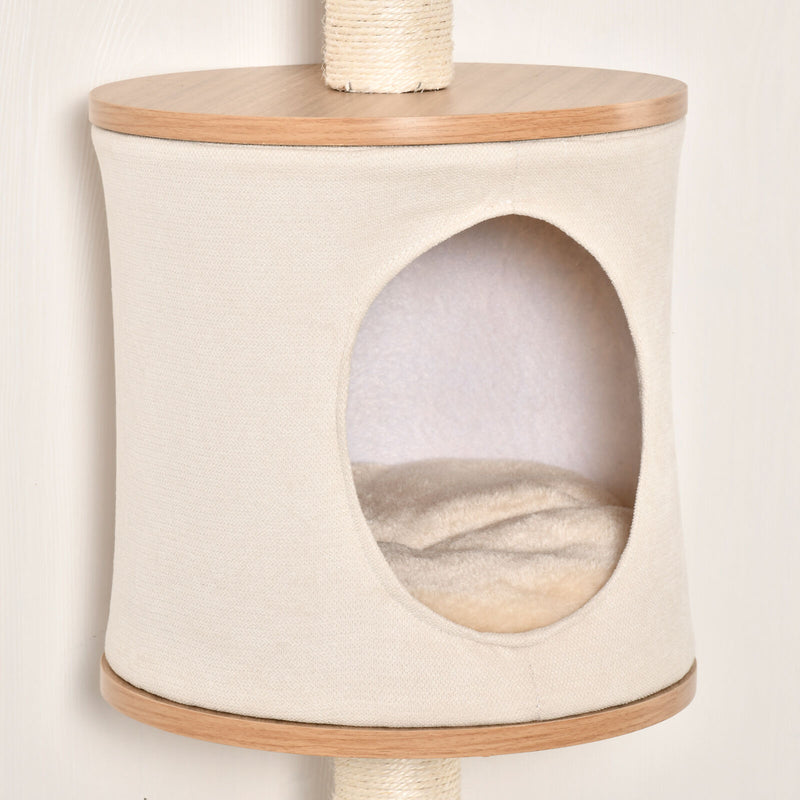 4-Level Wall Mounted Cat Tree Activity Play Center w/ Condo Bed Scratching Posts 196393066645