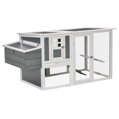 64&quot; Wooden Chicken Coop Hen House with Openable Hollow Sheet Roof Tray