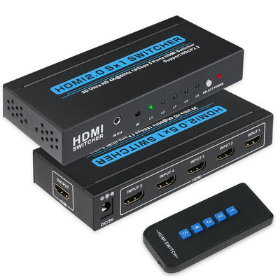 HDMI Switch with IR Remote Control Supports 4k@60HZ 3D HD for PS4 Xbox Apple TV