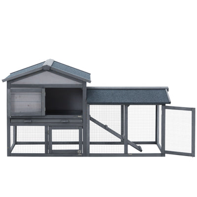 Two Story Small Animal House w/ Slide Out Tray, Ramp, Outdoor Run, Gray 842525131261