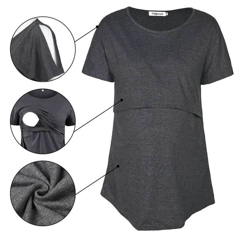 1/2Pack Nursing Tops Maternity Breastfeeding Comfy Tee Shirts Basic Style-M/L/XL