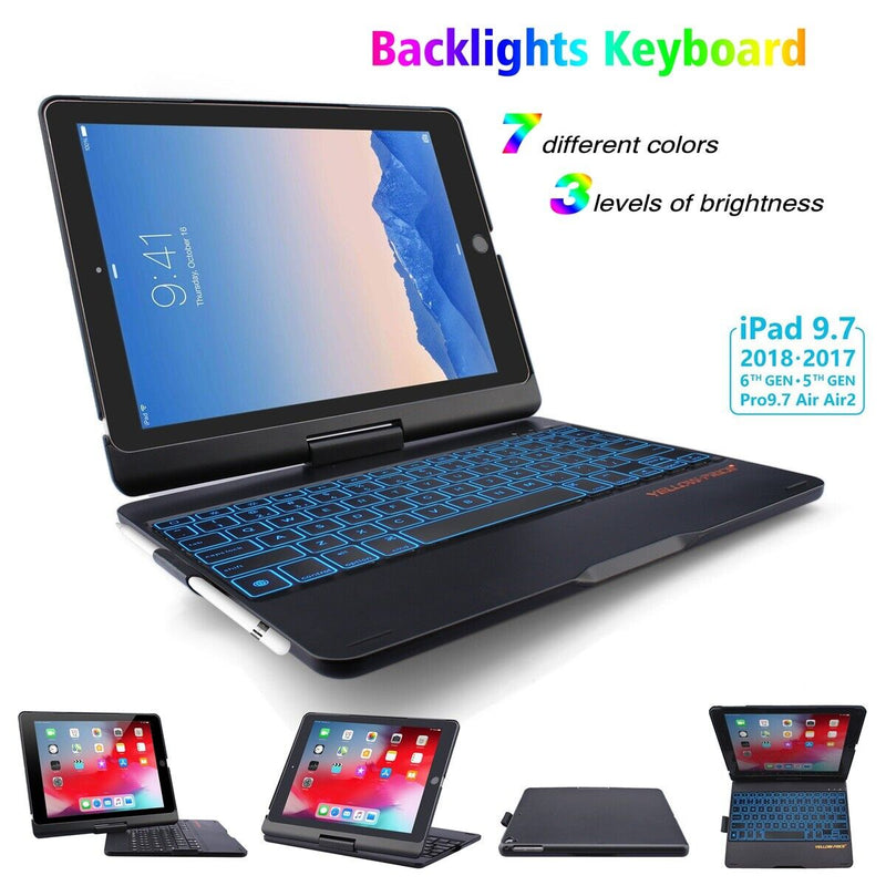 Wireless Keyboard Case-7 Color Backlit 360 Rotatable for iPad Pro 12.9" 11" 2020