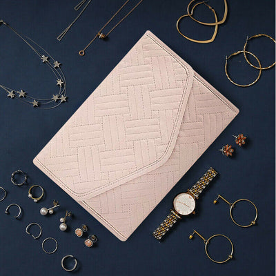 Lightweight Foldable Jewelry Bag Case with Zippered Pockets & Magnetic Closure