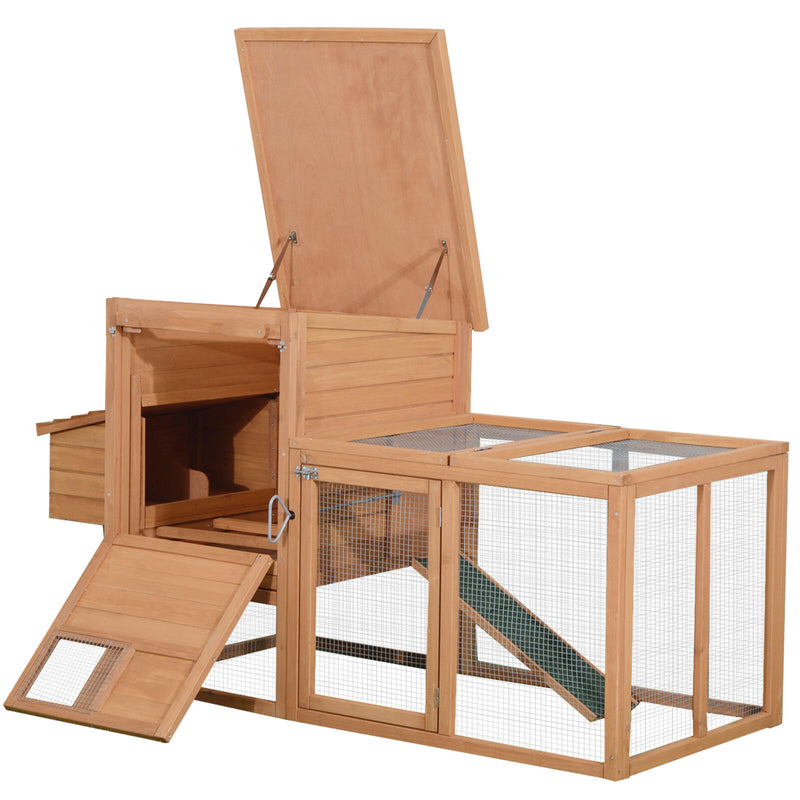PawHut 75&apos;&apos; Wooden Poultry Chicken Coop Hen House  with Egg Box Backyard Run 799932993831