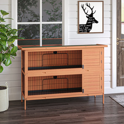 Bunny Hutch with Dividers Asphalt Roof for Small Animals and Outdoors, Orange