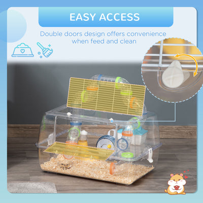 Plastic Hamster Cage with Tubes and Tunnels, 2-Level Small Animal Habitat 196393257135