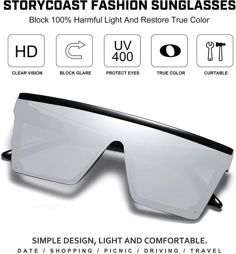 YellowPrice Oversized Rimless Sunglasses Square Flat Top Shades UV400 Protection