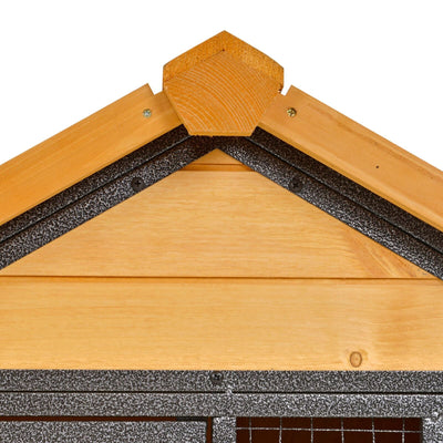 Outdoor Rabbit Cage Elevated Pet House w/ Slide-Out Tray, Natural Wood &amp; Black 842525165365