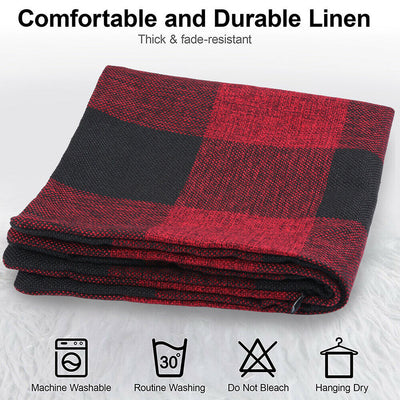 Decorative Square Checker Plaid Cotton Linen Throw Pillow Cover-Classical Design
