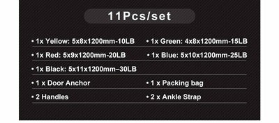11 PCS Resistance Band Set Yoga Pilates Abs Exercise Fitness Tube Workout Gym CA