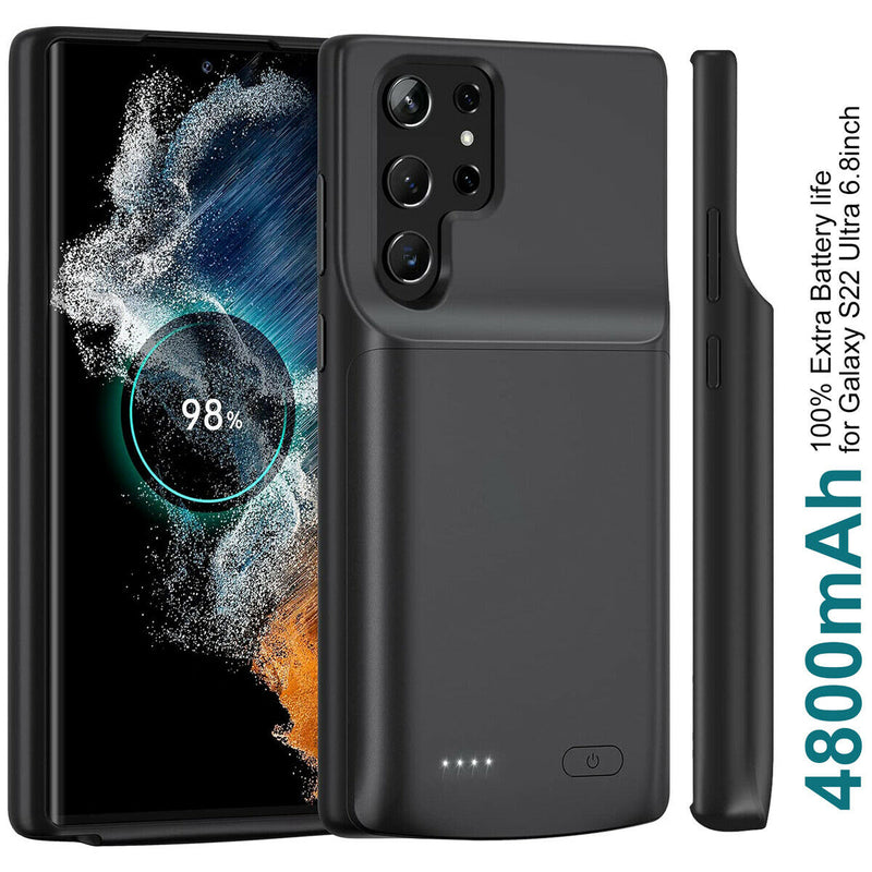 4800mAh Extended Battery Charger Protective Case for Galaxy S22 Ultra 5G 6.8inch