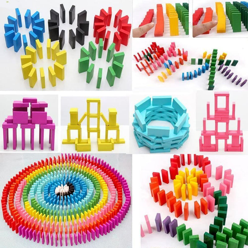 120Pcs Kids Wooden Coloured Tiles Dominoes Set Toy Blocks Arts Crafts Fun Gam CA