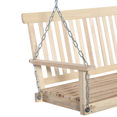 2-Person Heavy Duty Hanging Swinging Outside Front Bench w/ Fir Wood, Natural