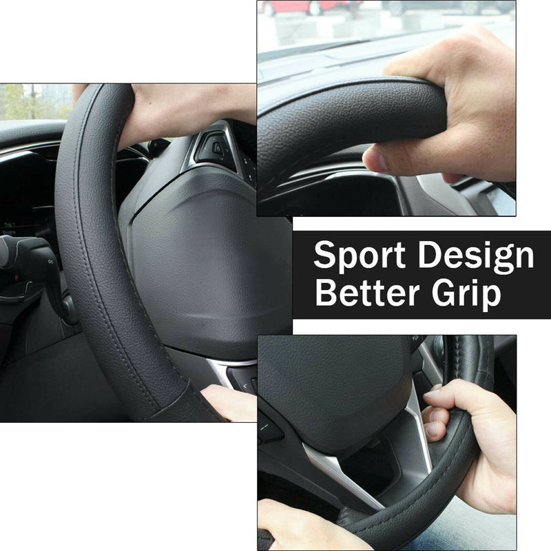 Black Premium Car Steering Wheel Cover for Sedan, SUV Universal 15 Inch CA