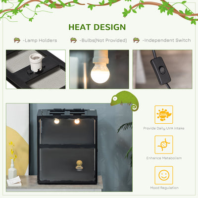 Reptile Cage Enclosure, Lizard Breeding Tank w/ Lamp Holders, Turtle, Chameleon 196393070970