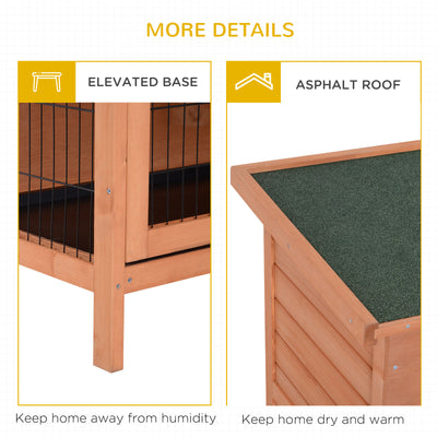 Bunny Hutch with Dividers Asphalt Roof for Small Animals and Outdoors, Orange