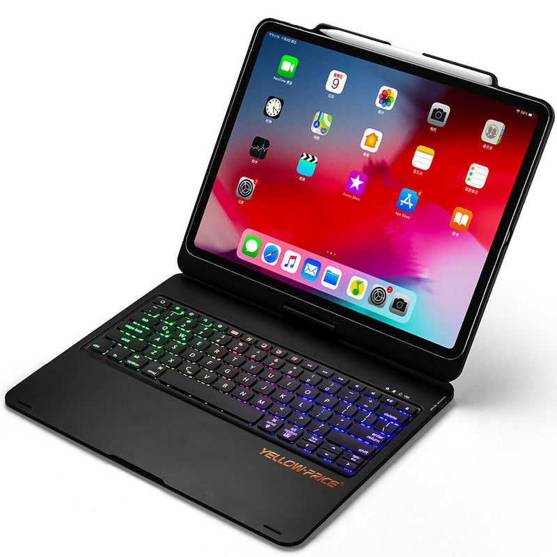 Wireless Keyboard Case-7 Color Backlit 360 Rotatable for iPad Pro 12.9" 11" 2020