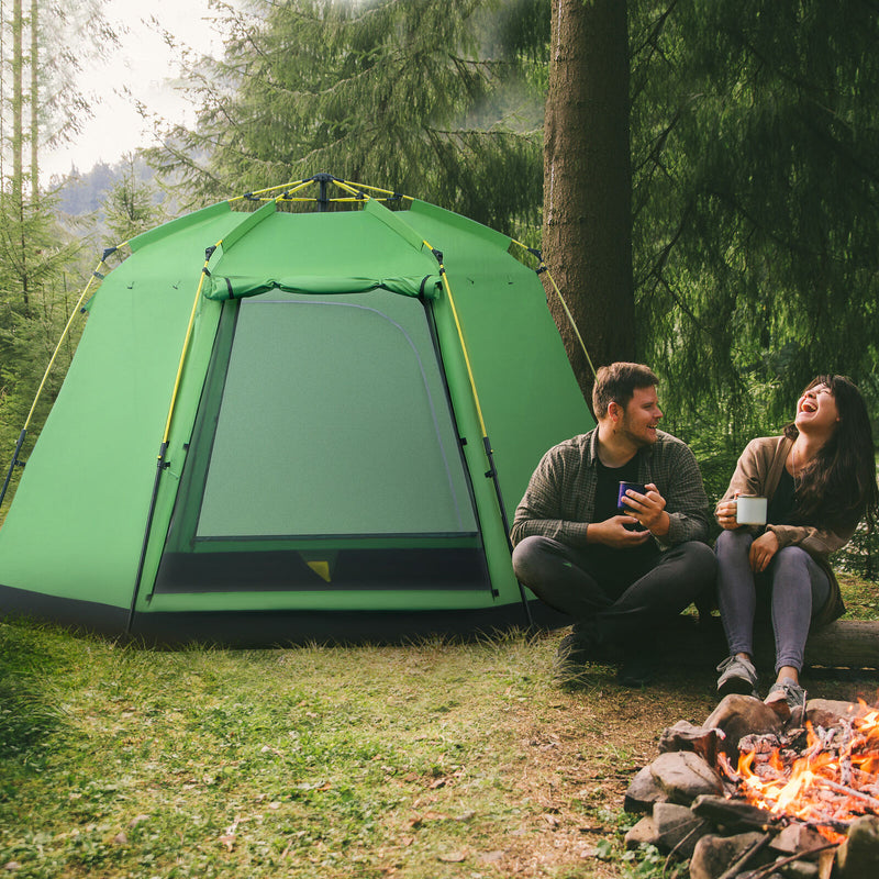 6 Person Camping Tent Pop-up Design with 4 Windows 2 Doors Portable Carry Bag