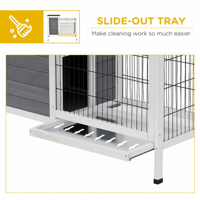 Pawhut 36&quot; Wooden Outdoor Rabbit Hutch Elevated Bunny Cage Pet House with Run 842525115827