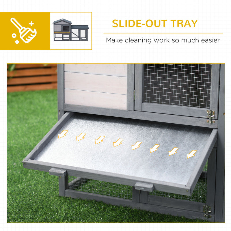 Two Story Small Animal House w/ Slide Out Tray, Ramp, Outdoor Run, Gray 842525131261