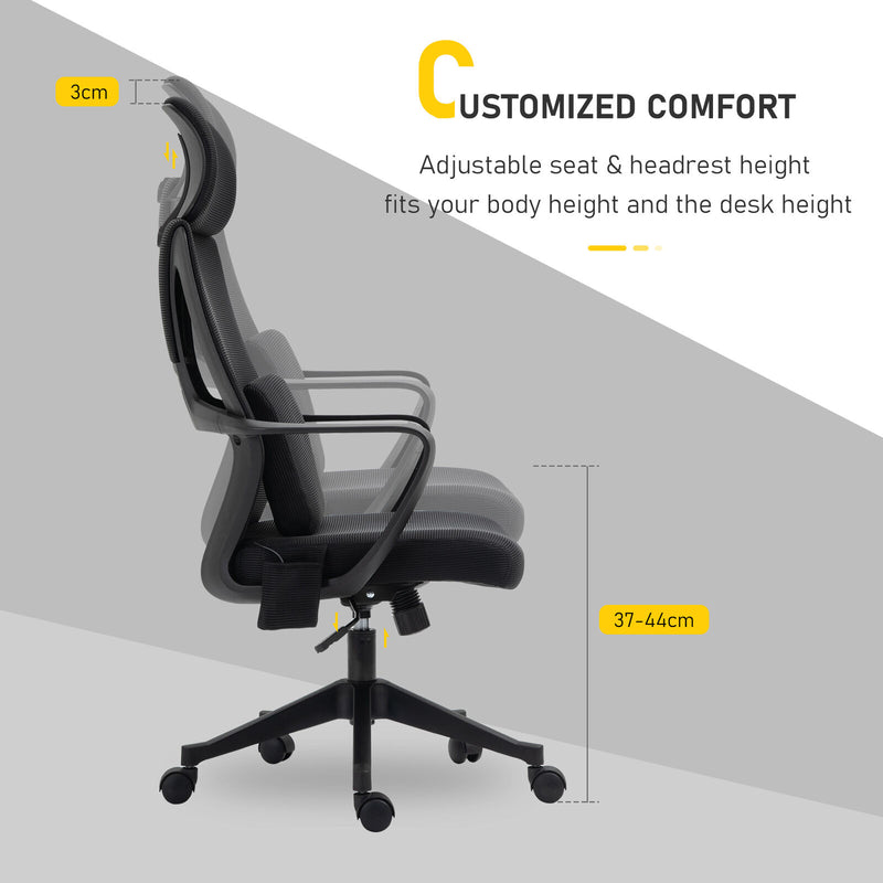 Office Chair Swivel With Massage Lumbar Cushion USB Adjustable Seat &amp; Headrest