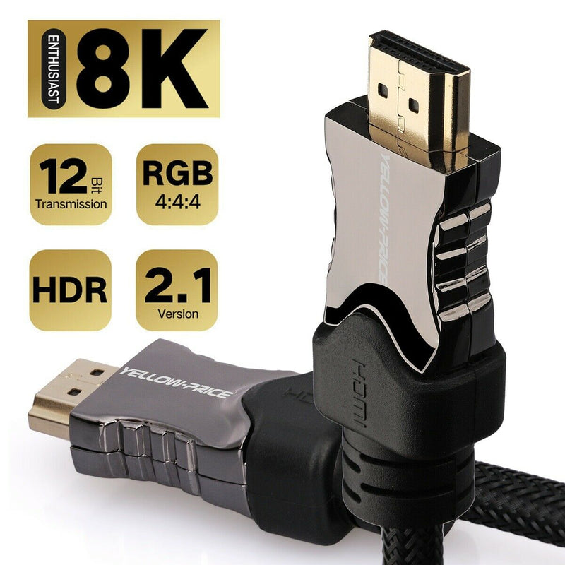 2-PACK 8K HDMI 2.1 Cable 48Gbps 8K@120Hz Dolby Vision HDCP 2.2, 4:4:4 HDR, eARC