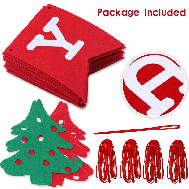 [28 Flags & 9 Trees] Christmas Burlap Banner Decoration for Home Christmas Decor
