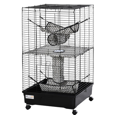 Small Animal Habitat Pet Play House for Ferret w/ Wheels Hammocks Tunnels