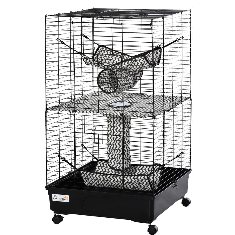 Small Animal Habitat Pet Play House for Ferret w/ Wheels Hammocks Tunnels