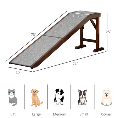 Pet Ramp Bed Steps for Dogs Cats with Non-slip Carpet Top Platform Brown Grey