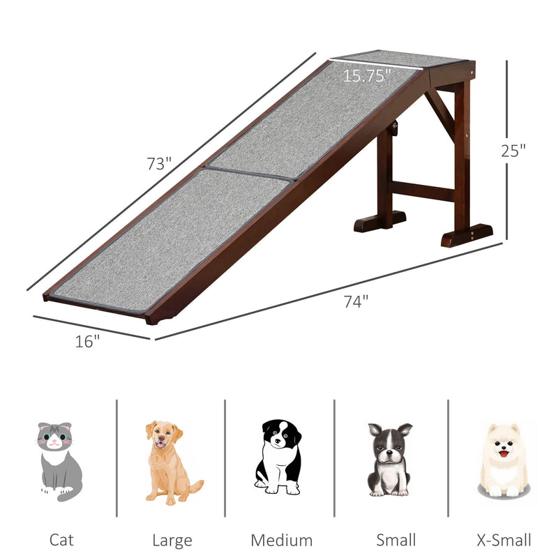 Pet Ramp Bed Steps for Dogs Cats with Non-slip Carpet Top Platform Brown Grey