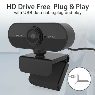 1080P HD Streaming USB Webcam with Microphone & Rotatable Clip for PC,MAC,Laptop