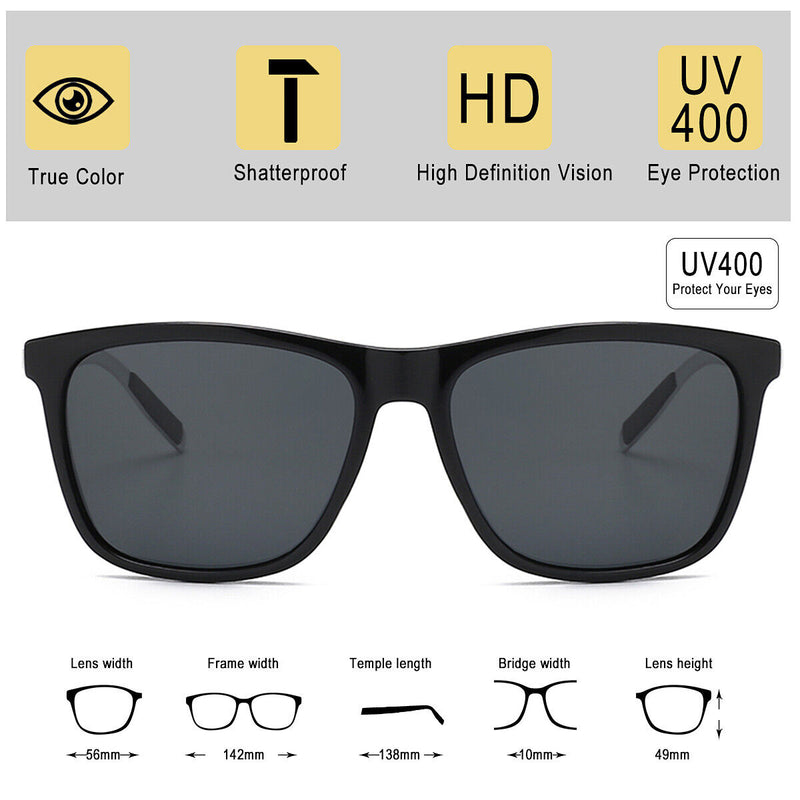 Unisex Lightweight Frame UV400 Protection Classic Square Polarized Sun Glasses
