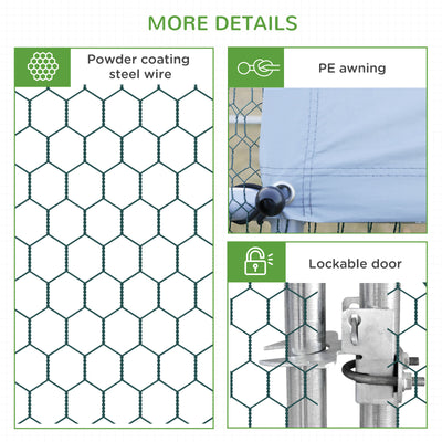 10&apos; x 20&apos; 6.5&apos; Chicken Coop Cage, Outdoor Hen House w/Cover &amp; Lockable Door 196393165867