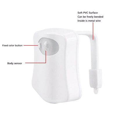 8 Colors Toilet Bowl LED Night Light Motion Activated Seat Sensor Lamp Bathroom