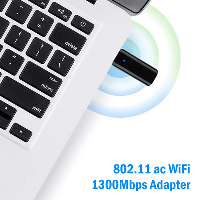 Wireless USB 3.0 WiFi Adapter AC1300Mbps High Speed 802.11ac 2.4GHz/5GHz for PC