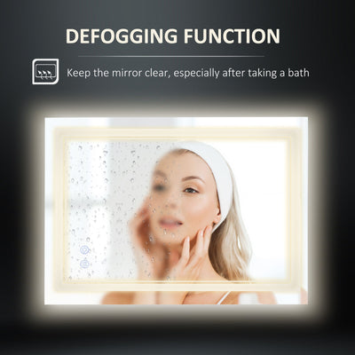 kleankin Wall LED Bathroom Mirror, Dimmable Vanity Mirror, with 3 Color