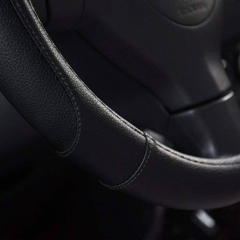 Black Premium Car Steering Wheel Cover for Sedan, SUV Universal 15 Inch CA