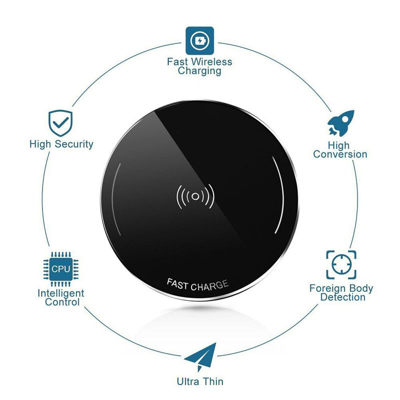 10W Metal Qi Wireless Charger Fast Charging Mat For iPhone 11 Xs Galaxy S20U 10+