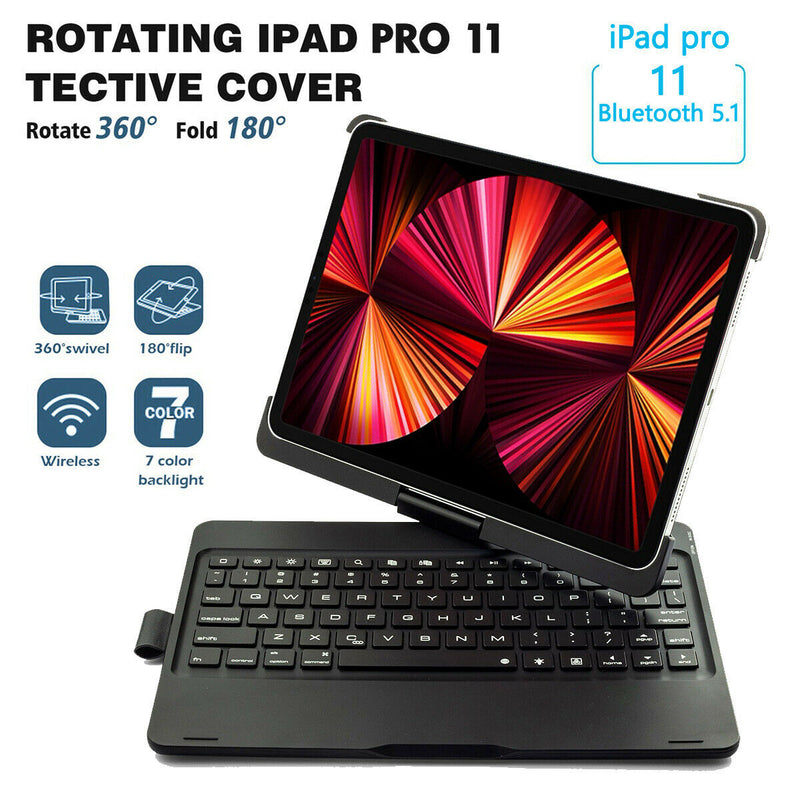 For iPad Pro 11" 2021 2020 2018 Wireless Bluetooth Keyboard Case-Auto Sleep/Wake