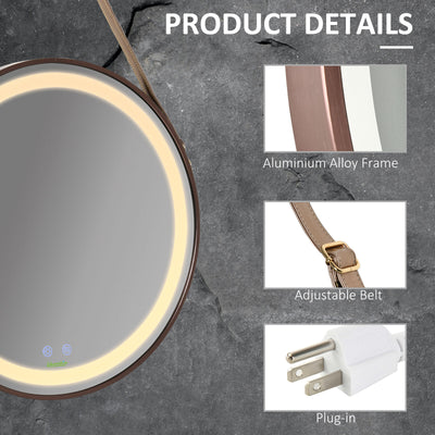 kleankin Modern LED Bathroom Mirror, Dimmable Vanity Mirror w/ Anti-fog Bedroom