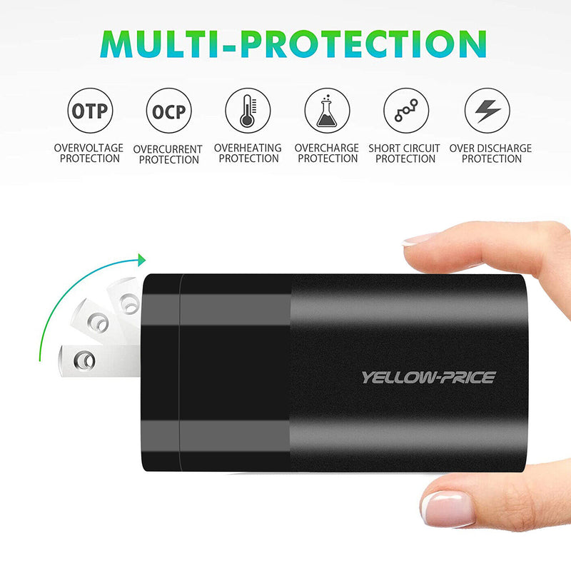 65W GaN PD Charger 3 Ports Wall Charger for Macbook Pro 13",iPhone 12, iPad Pro