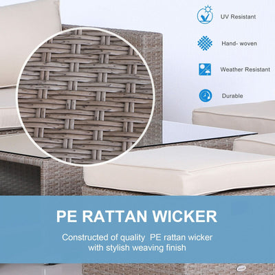 8pc Outdoor Patio Furniture Set All Weather Wicker Rattan Sofa Chair