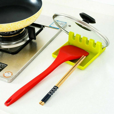 Kitchen Heat Resistant Silicone Spoon Rest Cooking Utensil Spatula Holder 2Pack