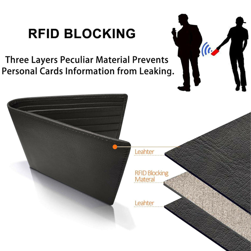 Luxury Mens Slim Front Pocket Wallet ID Window Card Case with RFID Blocking CA