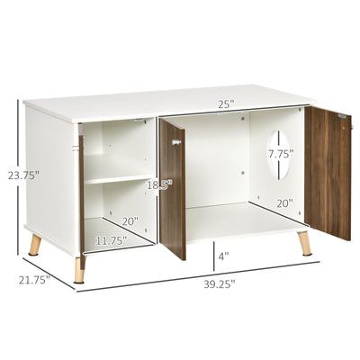Cat Litter Box Enclosure Hidden Cat Furniture w/ Adjustable Shelf Magnetic Door 196393066720