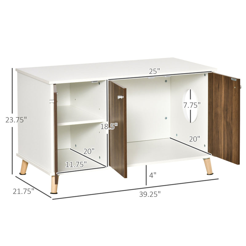 Cat Litter Box Enclosure Hidden Cat Furniture w/ Adjustable Shelf Magnetic Door 196393066720